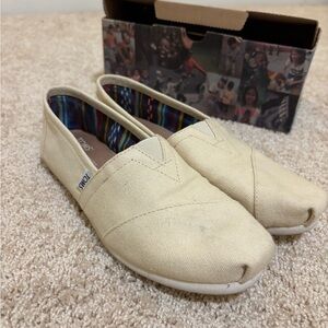 TOMS Beige Canvas Slip-Ons